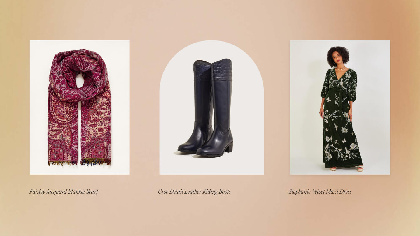 Examples of scarf, boots and dress gifts